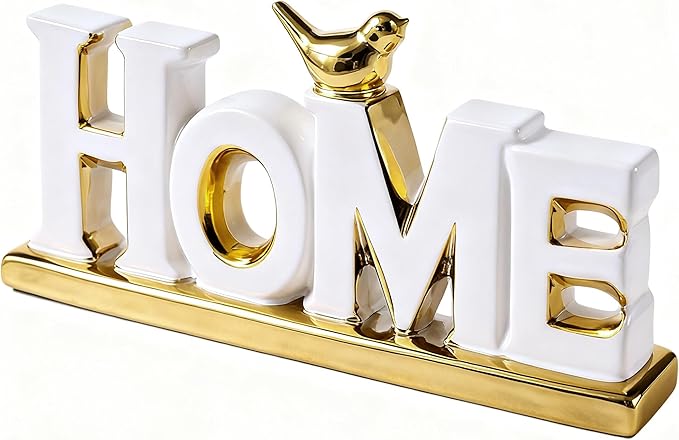 Love Sign Decoration,White and Gold Love Signs for Home Decor Statue,Modern Bird Sculpture Personalized Love Decor,Gold Style Figurine Decorative Ornaments for Living Room,Bedroom,Desktop (Home white)