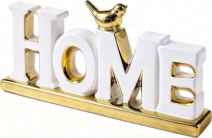 Love Sign Decoration,White and Gold Love Signs for Home Decor Statue,Modern Bird Sculpture Personalized Love Decor,Gold Style Figurine Decorative Ornaments for Living Room,Bedroom,Desktop (Home white)