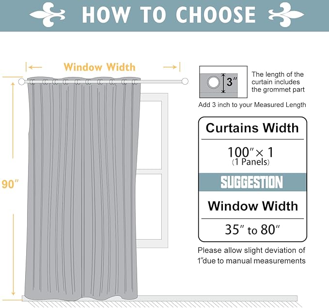 ChrisDowa Room Divider Curtain 90 Inches Long, Wide Blackout Sliding Door Curtain for Bedroom, Room Darkening Privacy Window Curtain for Patio Door (1 Panel Set, Mustard Yellow, 100 x 90 Inch)