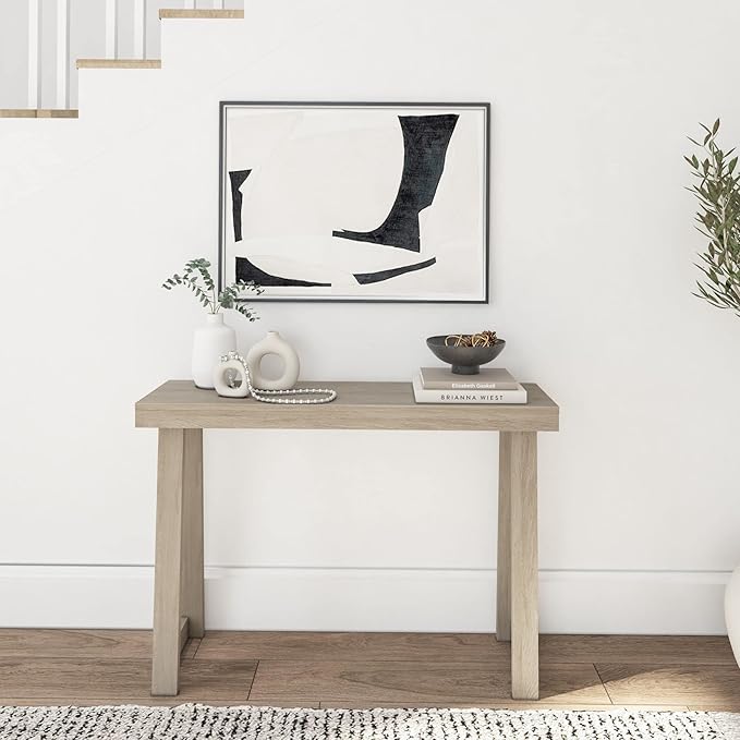 Plank+Beam Classic 46 Inch Console Table, Solid Pine Wood Entryway Table, Narrow Sofa Table for Hallway or Living Room, Seashell