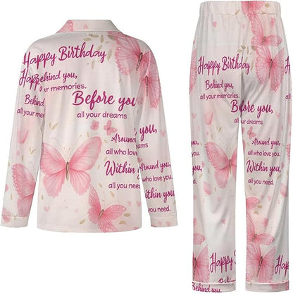 Lemons Leaves Ceramic Style Womens Pajama Set Long Sleeve Pajamas Top And Pants Soft Loungewear Pjs Sets