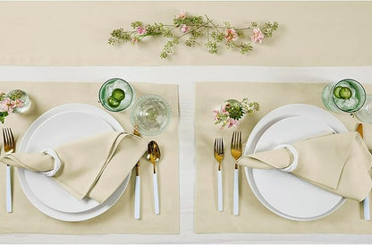 Solino Home Linen Cloth Placemats Set of 4 - 100% Pure Linen Birch Placemats 14 x 19 Inch for Fall, Autumn - Fete