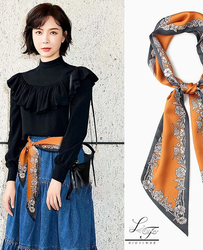 Head Scarf Hair Neck Scarves For Women Purse Bag Scarfs For Handbags Silky Long Thin Satin Headscarf Fashion