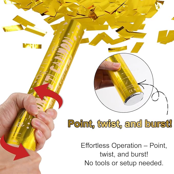 5 Pack Confetti Poppers gold– 12 Inch Confetti Blaster for Birthday, Graduation, and New Year’s Eve Celebrations – Best Party Poppers for Unforgettable Parties!