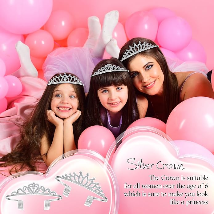24 Pcs Crystal Tiara Headbands for Women Princess Headband Crown with Combs Tiaras and Crowns for Pageant Bridal Wedding Prom Party Gifts