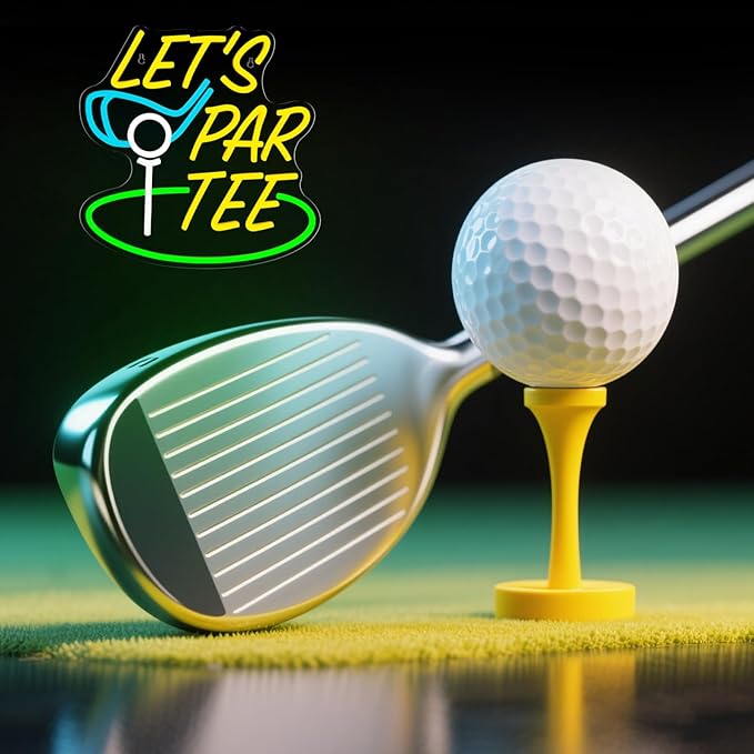 Golf Neon Sign for Wall Decor LED Golf Neon Light Wall Art Dimmable Let's Par Tee Lights Up Sign for Golf Course Gym Club Man Cave Bedroom Office Birthday Party Decorations