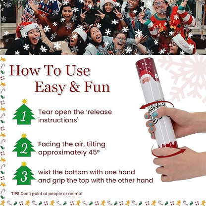 Confetti Cannon Snowflake Confetti Poppers 12Pack for Christmas Decor Party Poppers Xmas White Snowflake Confetti Christmas Party Shooter for Celebration Party Decorations