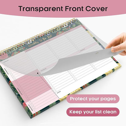 Taja Weekly To Do List Notepad with 52 Undated Sheets（8.5"×11"）- Weekly Desk Planner for Women & Man, Work and Home - 1 Pack Berry Floral