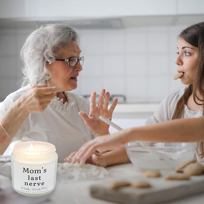 Mothers Day Gifts for Mom from Daughter Son Mom's Last Nerve Lavender Scented Soy Candle Funny Birthday Gifts Ideas for Mom