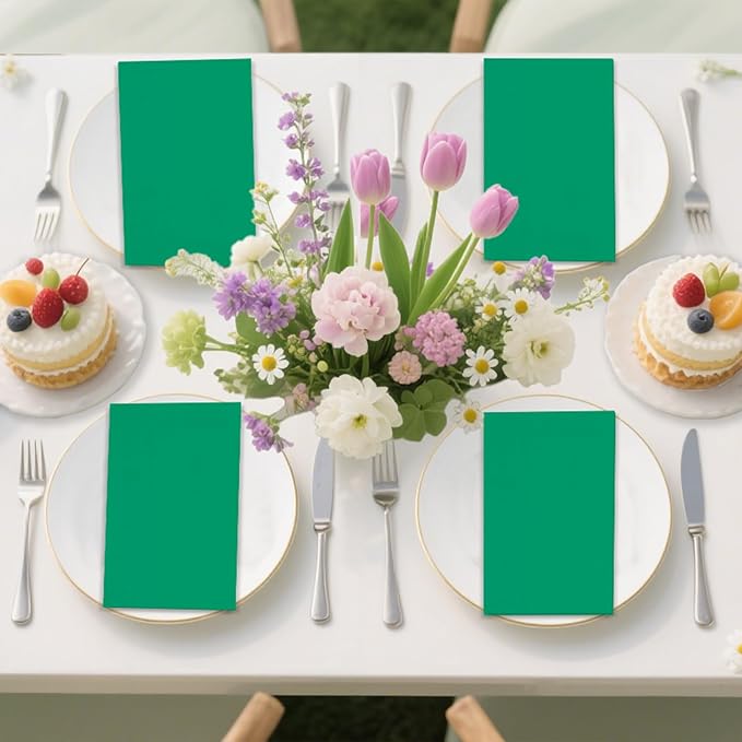 100 Pcs Green Paper Napkins Disposable - Green Guest Dinner Napkins for Bathroom Wedding Birthday Anniversary Christmas Party