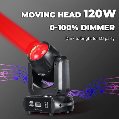 120W LED Moving Head Dj Light Roto Prism Beam Stage Lights 2 Pack, 8 GOBOs 8 Colors DMX 512 12CH Sound for Disco Party Stage Lighting (1)