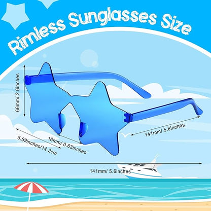 PLULON 40 Pairs Blue Star Sunglasses Rimless, Star Shape Sunglasses Party Star Glasses Bulk Bachelorette Party for Birthday Beach Kids Adult