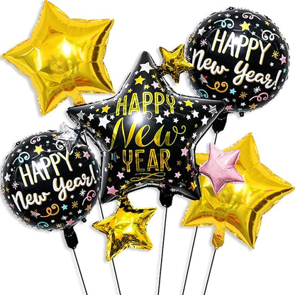 Happy New Year Balloons Black Gold 18 Inch New Years Balloons for Happy New Year Decorations 2026 New Years Eve Party Supplies