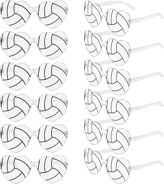 Pibupibu 12/24 Pack Volleyball Softball Football Soccer Gifts for Team Coach Heart Sunglasses Bulk Sports Party Favor Glasses