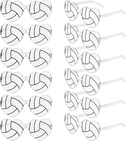 Pibupibu 12/24 Pack Volleyball Softball Football Soccer Gifts for Team Coach Heart Sunglasses Bulk Sports Party Favor Glasses