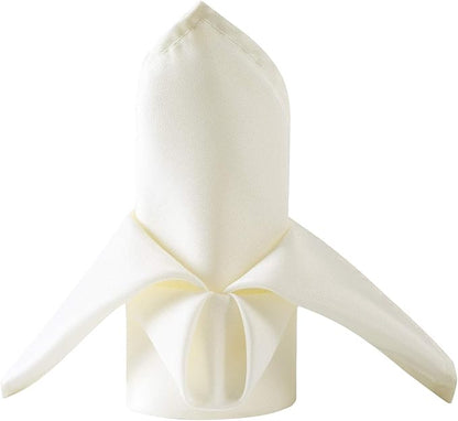 50pcs Polyester Cloth Napkins - 17 x 17 inch Ivory Dinner Washable Napkins with Hemmed Edges for Restaurant/Wedding/Hotel(50,Ivory)