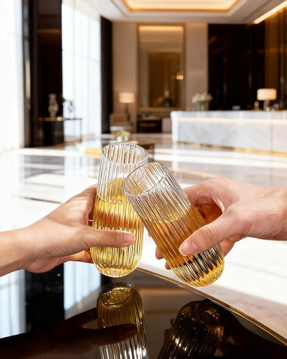 Ciaell 48PCS Plastic Ribbed Champagne Flutes - 9oz Clear Plastic Champagne Glasses - BPA-Free Disposable Shatterproof Toasting Glasses for Weddings, Party, Catering & New Year