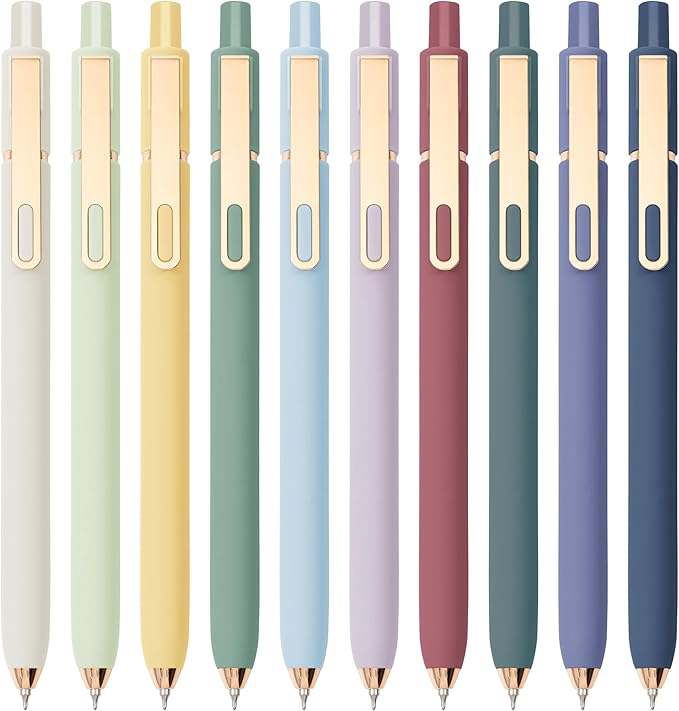 Linbsunne Gel Pens Black Ink Pens for Office 0.5mm Fine Point Pen Smooth Writing Retractable (Morandi-10 pcs)