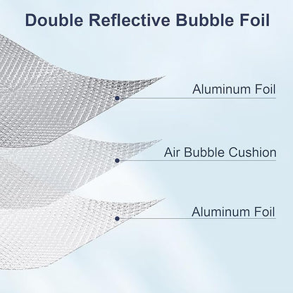 Double Reflective Bubble Foil Insulation Foam, 23.6IN X 50FT Aluminum Foil Thermal Insulation Radiant Barrier for Windows, Garage Door, RV, Roof