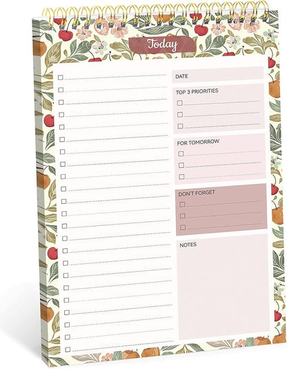 Taja To Do List Notepad - To Do List Notebook for Work with 52 Sheets, Undated Daily Planner Perfect for Daily Tasks and Goal Setting, Notepad Suitable for Office, Home & School - Cherry Orchard