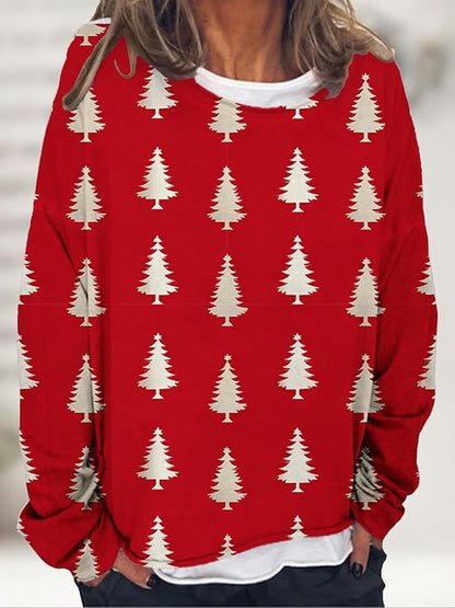 LOAIHA Christmas Shirts for Women Crewneck Snowman Snowflake Santa Graphic Shirts Christmas Tree Long Sleeve Xmas Hoodie