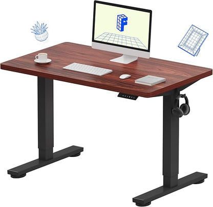 FLEXISPOT EN1 One-Piece Standing Desk with 1-Inch Thick Desktop, 40"x24" Electric Height Adjustable Desk for Home Office & Multi-Device Workstations, Mahogany