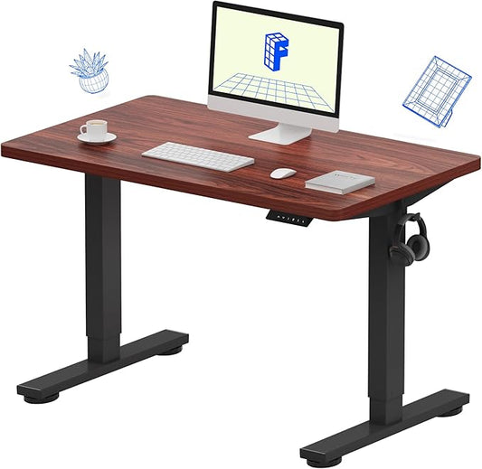 FLEXISPOT EN1 One-Piece Standing Desk with 1-Inch Thick Desktop, 40"x24" Electric Height Adjustable Desk for Home Office & Multi-Device Workstations, Mahogany