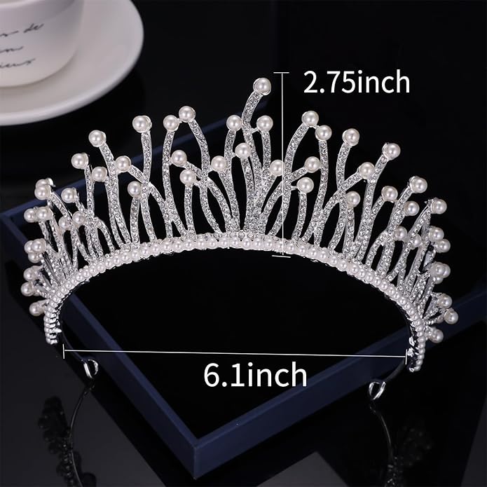 Kamirola - Baroque Wedding Crown Pearl Bride Tiaras Crystal Crown and Tiaras Flower Bridal Headpieces for Women and Birthday Prom Pageant Party Halloween… (Silver AB)
