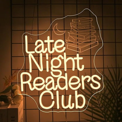 NOSUN Late Night Readers Club Neon Sign Reader Club Neon Light,Led Hanging Read Room Sign,Library Welcome Door Neon Sign,Pink Night Light,Gift for Book Enthusiast Reading Enthusiasts