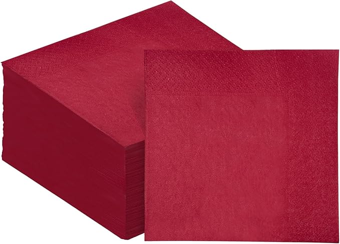 Rose Red Cocktail Napkins 5 * 5inch disposable Beverage Napkin paper for Cocktail, Wedding, Dinner，Birthday Party Dessert Wine Paper Napkins（ 120 Count）