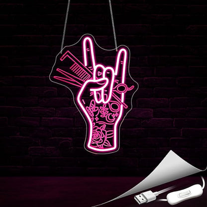 Neon Sign, Hair Salon Neon Signs for Wall Decor Neon Pink LED Signs 3D Engrave Salon Neon Light Up Signs Home Decor for Business Bedroom Club Party Bars Shop USB Operated