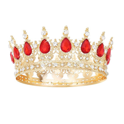 Red Crown for Women Crystal Tiara and Queen Crown for Girl Wedding Headband for Bride Hair Accessories for Costume Birthday Party Cake Decoration Prom