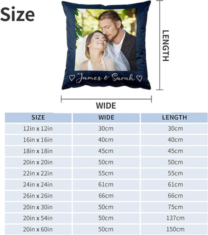 Easycosy Custom Pillow with Picture & Text, Two-Sides Velvet Customized Photo Pillowcase, 20"x20" Personalized Pillow Cover with Photo, Valentine Custom Love Keepsake Gifts (Optional Pillow Insert)