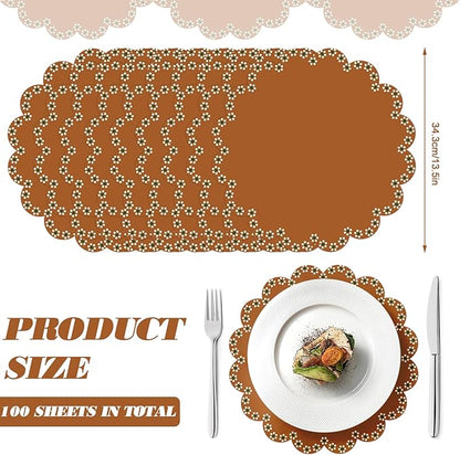 100 Pcs Platos De Barro Mexicanos Paper Placemats 13.5 Inches Cielito Lindo Party Decoration Disposable Scalloped Cinco De Mayo Paper Placemats for Fiesta Mexican Baby Shower Decor (Fiesta Mexicana)