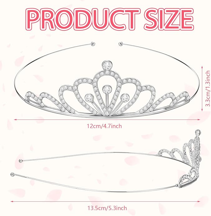 Tondiamo 30 Pcs Tiaras Bulk for Girls Princess Crown Rhinestone Tiaras Bendable Adjustable Headband for Kid Hair Accessory