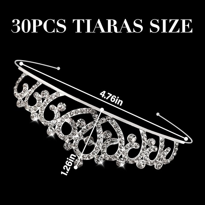 30 Pcs Tiaras Crowns Headbands for Women Girls Silver Princess Tiara Bulk Crown Tiaras Rapunzel Crown for Wedding Birthday Crystal Tiara for Prom, Bride, Pageant, Halloween