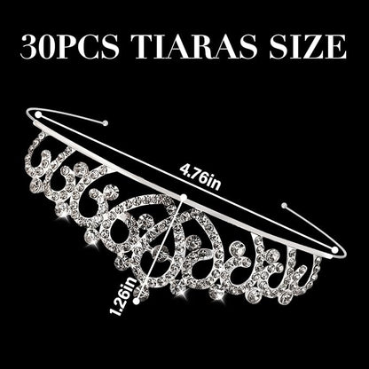 30 Pcs Tiaras Crowns Headbands for Women Girls Silver Princess Tiara Bulk Crown Tiaras Rapunzel Crown for Wedding Birthday Crystal Tiara for Prom, Bride, Pageant, Halloween