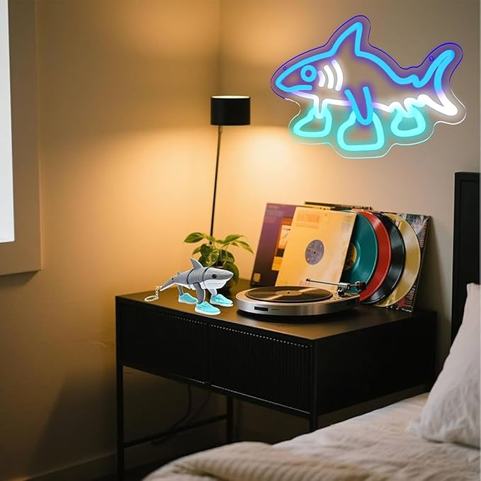 Italian Neon and Brain Root Sign Tralalalaleroo Neon Light Dimmable Funny Neon Light Person Shark Wall Sign for Bedroom Club Cafe Bar Collectors Aesthetic Decor Funny Gifts(11.81 * 8.66in)