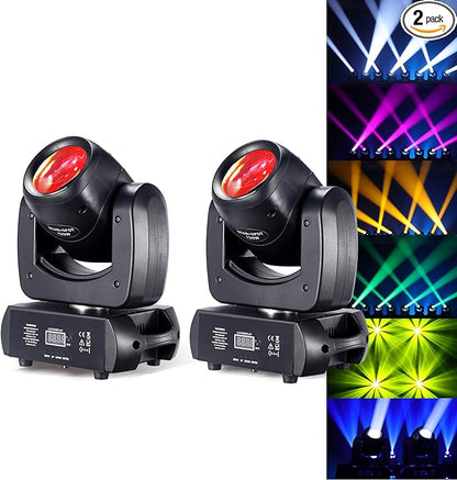 120W LED Moving Head Dj Light Roto Prism Beam Stage Lights 2 Pack, 8 GOBOs 8 Colors DMX 512 12CH Sound for Disco Party Stage Lighting (2)