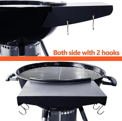 Upgraded Grill Table Shelf for Kettle Grills 22 Inch, Side Table Shelf Replaces Weber Master Touch & Original Charcoal Grill, Grill Accessories for Weber Kettle, Outdoor Steel BBQ Table Shelf