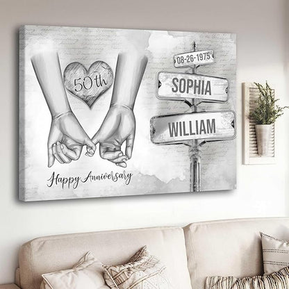 GABITA Personalized Crossroads Street Sign Couple Wall Art, Wedding Anniversary Couple Canvas, Gift for Husband and Wife, Parents, Gift for Christmas, Valentine