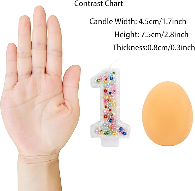 Birthday Candles, Pearl Sequin Number Candle Party Supplies (Number-1)