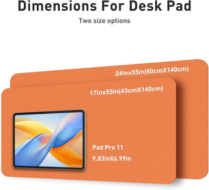 Aothia Faux Leather Desk Mat - Large Mouse Pad, Non-Slip PU Leather Blotter, Waterproof Writing Surface for Office and Home (Orange, 55" x 17")