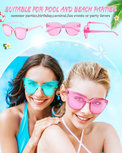 Wholesale 48 Pack Rimless Star/Heart Sunglasses Bulk Adults Unisex, Fun Colorful Star Heart Glasses Party Favors