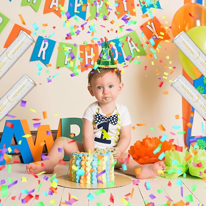 16" Confetti Cannons with Colorful Filling - Party Poppers for Birthday Wedding Graduations Fiesta Christmas New Year Celebrations - Easy to Use, Biodegradable Confetti - Pack of 6
