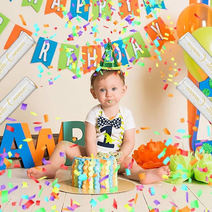 16" Confetti Cannons with Colorful Filling - Party Poppers for Birthday Wedding Graduations Fiesta Christmas New Year Celebrations - Easy to Use, Biodegradable Confetti - Pack of 6