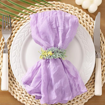 Socomi Lilac Purple Lavender Cheesecloth Napkins Fall Thanksgiving Cheese Cloths Gauze Set of 24 Boho Washable Dinner Table Napkins for Wedding Party Baby Shower Birthday Party Decor
