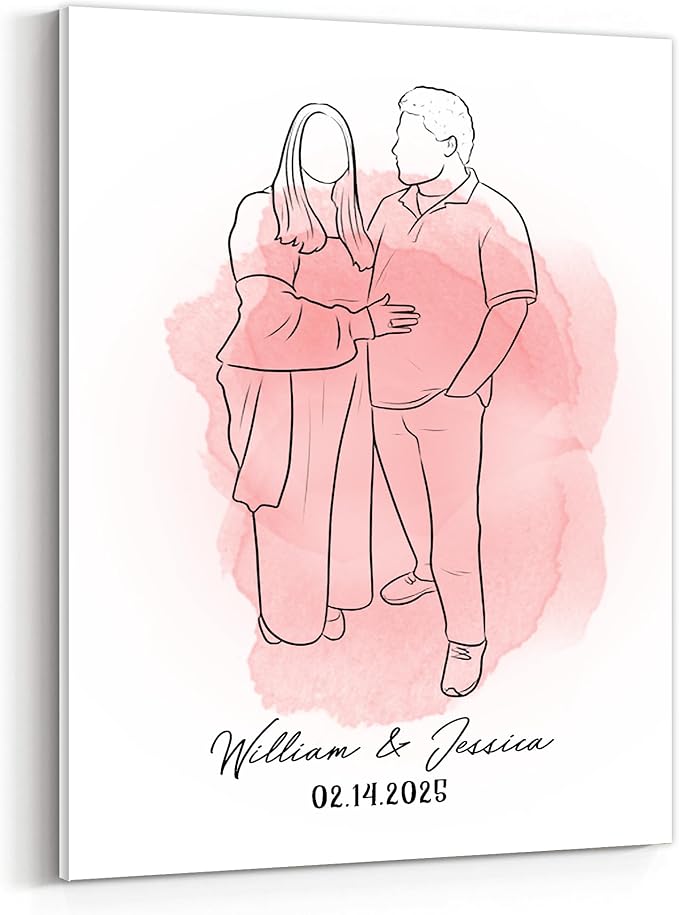 GABITA Personalized Crossroads Street Sign Wall Art for Couples, Anniversary Canvas for Couple, Gift for Valentines Day, Girlfriend Boyfriends Gifts, Custom Line Drawing Photo Poster for Wife Husband