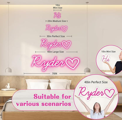 Custom Neon Sign – Personalized LED Neon Name Sign for Wall Decor, Bedroom, Birthday Gifts for 10 Year Old Girls, Wedding Proposal, Party Backdrop, Kids Room Decor, Customizable LED Light (Pink)