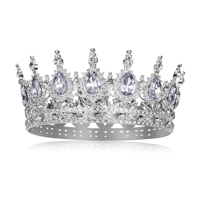 Onedor Silver Crown for Women Crystal Rhinestone Tiara Queen Headpiece for Wedding Prom Pageant Birthday Princess Theme Costume Party Hair Accessories and Cake Topper Decoration